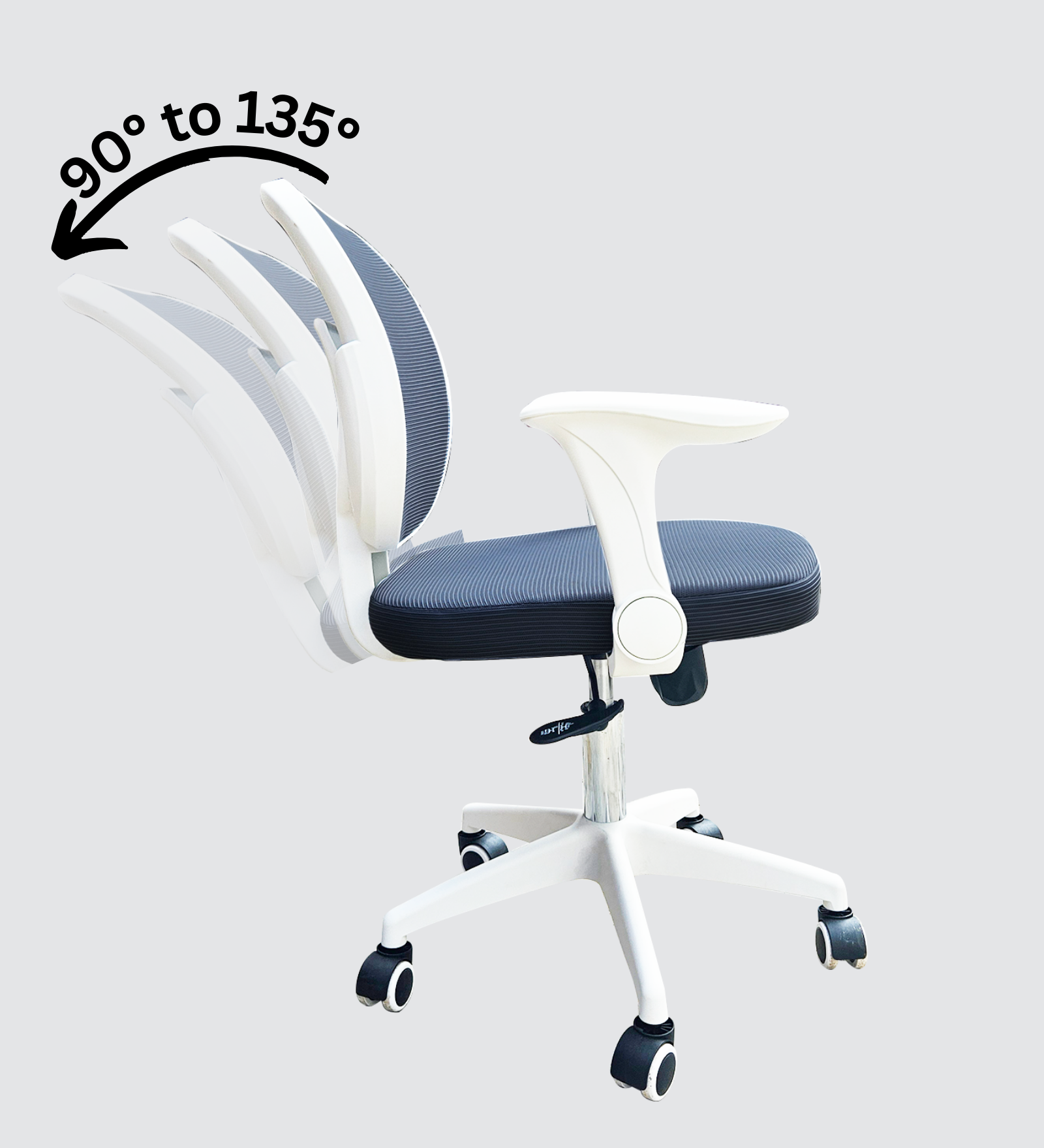 MEDALLION Medium Back Office Chair in White and Grey with 0 to 90 Degree Adjustable Handles