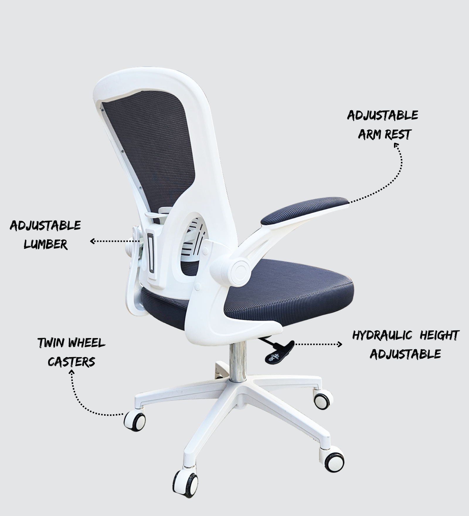 MEDALLION Premium Medium Back Multipurpose Chair in White with Adjustable Height